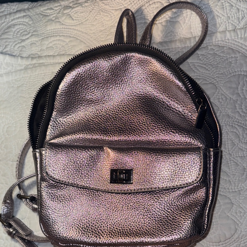Metallic Silver Mini Backpack - Picture 5 of 5